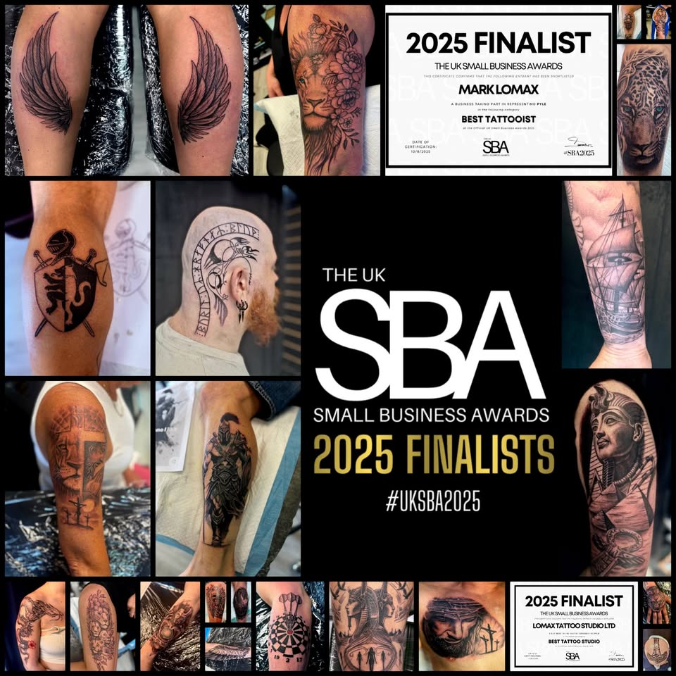 Lomax Tattoo Studio UK Small Business Awards finalist portfolio
