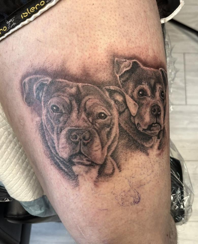Custom black and grey tattoo